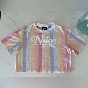 Nike pastel striped crop top Tee XS